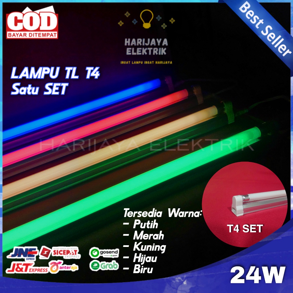 Jual LAMPU TL T4 NEON SET 24 WATT KOMPLIT KAP LAMPU ETALASE WARNA BIRU ...