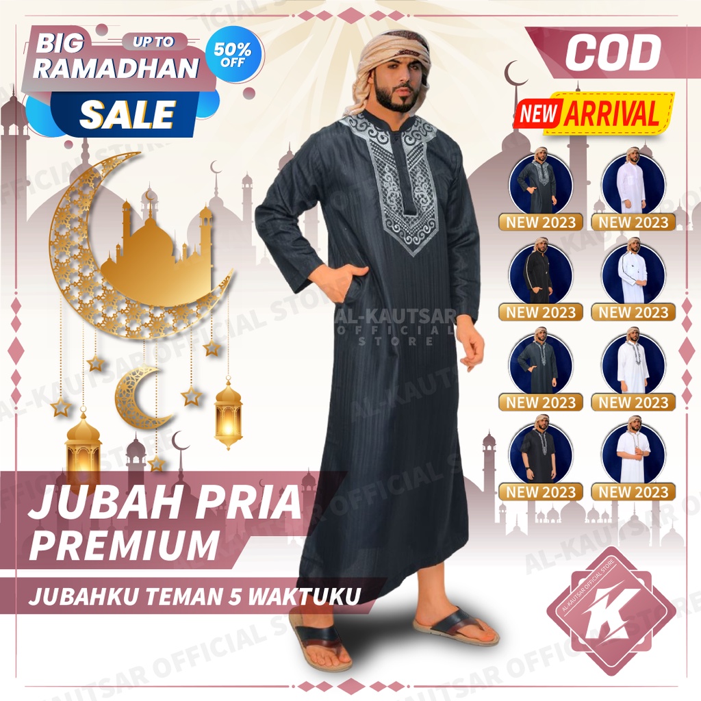 Jual Jubah Pria Gamis Pria Dewasa Laki Laki Putih Hitam Polos Lengan