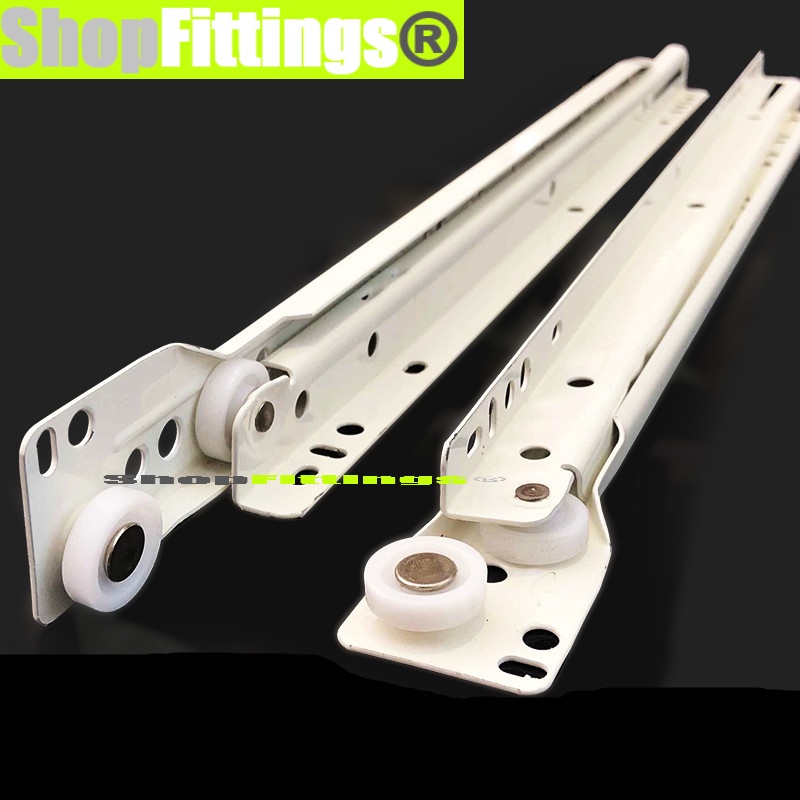 Jual Rel Laci Putih Biasa Single Track White Drawer Slide Roller Runner ...