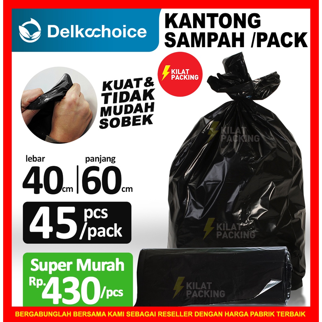 Jual Plastik Sampah Trash Bag Kantong Plastik Sampah Kresek Sampah Hitam Premium 40cm X 1440