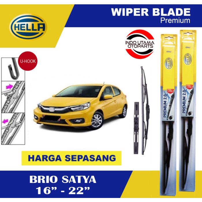Jual Wiper Blade Mobil Brio Satya Hella Premium 2.0 (1622) Shopee