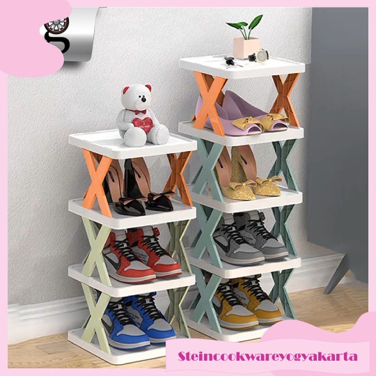 Jual Rak Sepatu Silang Shenar Max Rack Tara Rack Plastik Aesthetic Susun Minimalis Shopee