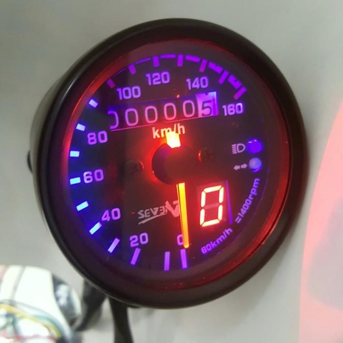 Jual spedometer + indikator gear custom universal motor SEVEN black ...