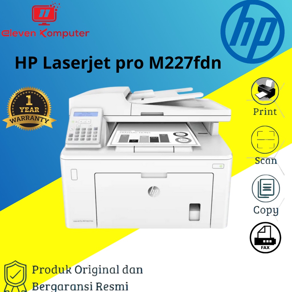 Jual Printer Mono AIO Laserjet M227fdn Pro M227 Fax Duplex Network ...