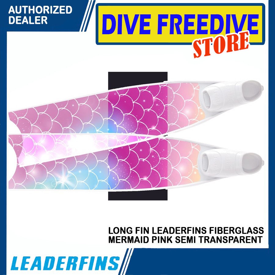 Jual Long Fin Leaderfins Fiberglass Mermaid Pink Semi Transparent Fins