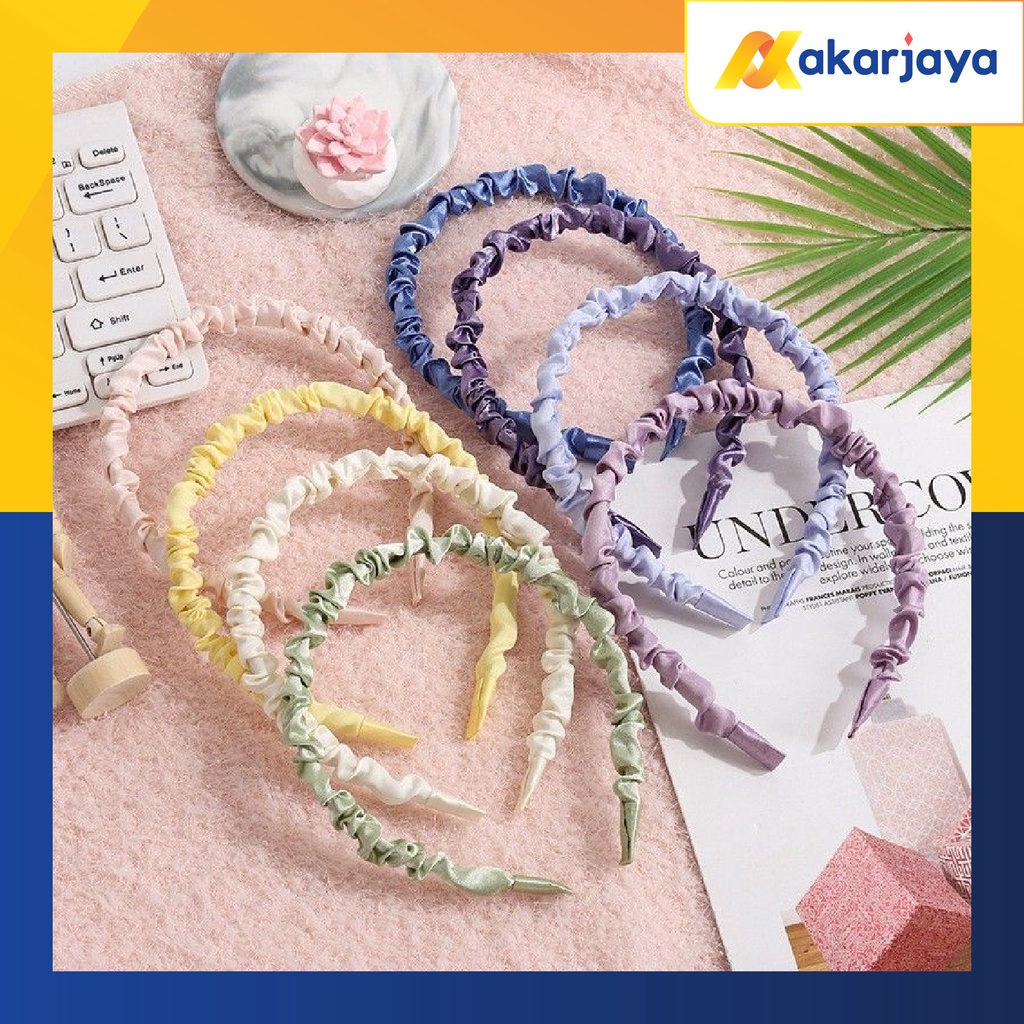 Jual Bando Korea Kerut Scrunchie Headband Korea Pastel Bandana Shopee Indonesia 