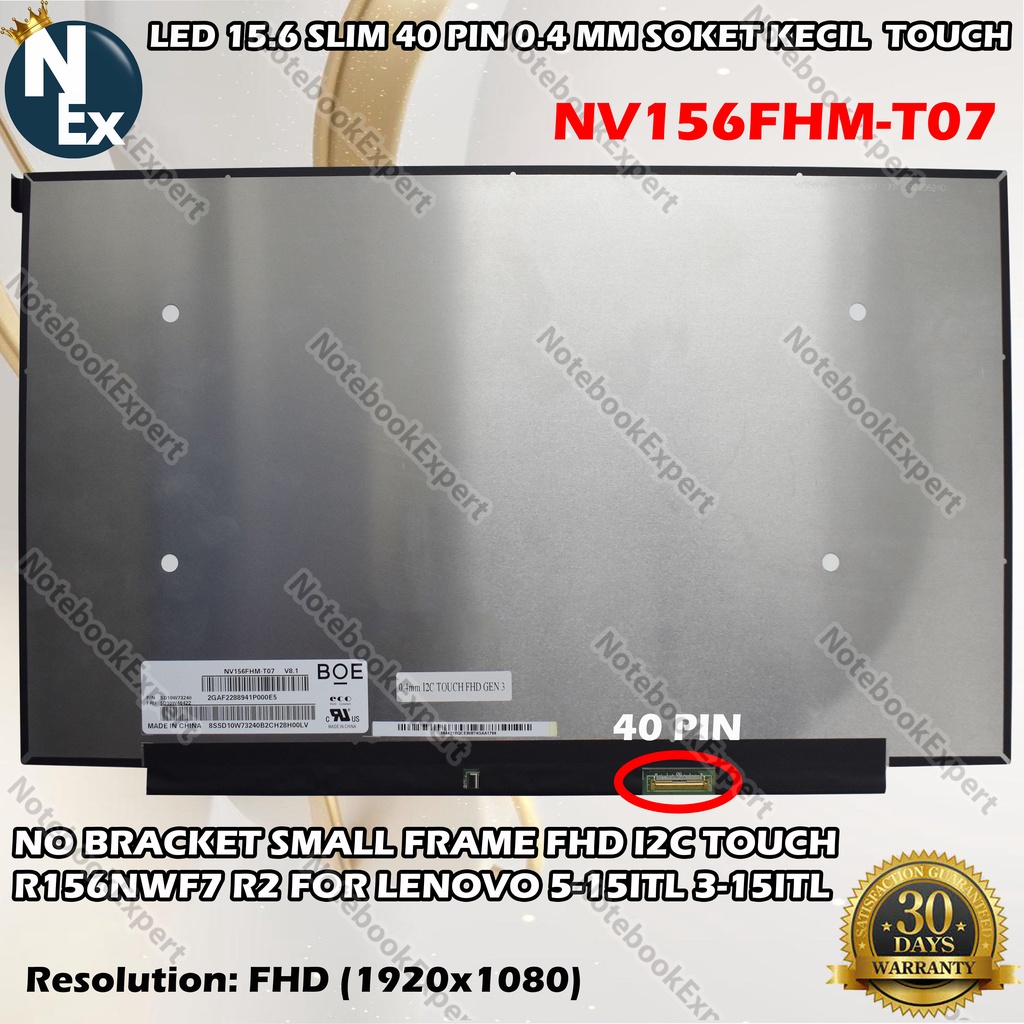 Schermo LCD Touch 15.6 Pollici Full HD Per Lenovo - IVO R156NWF7 R2 - 40 Pin - FRU 5D10W69931