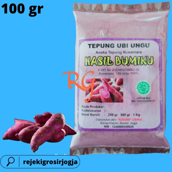 Puding ubi ungu dalam kemasan plastik yang siap dibawa bepergian