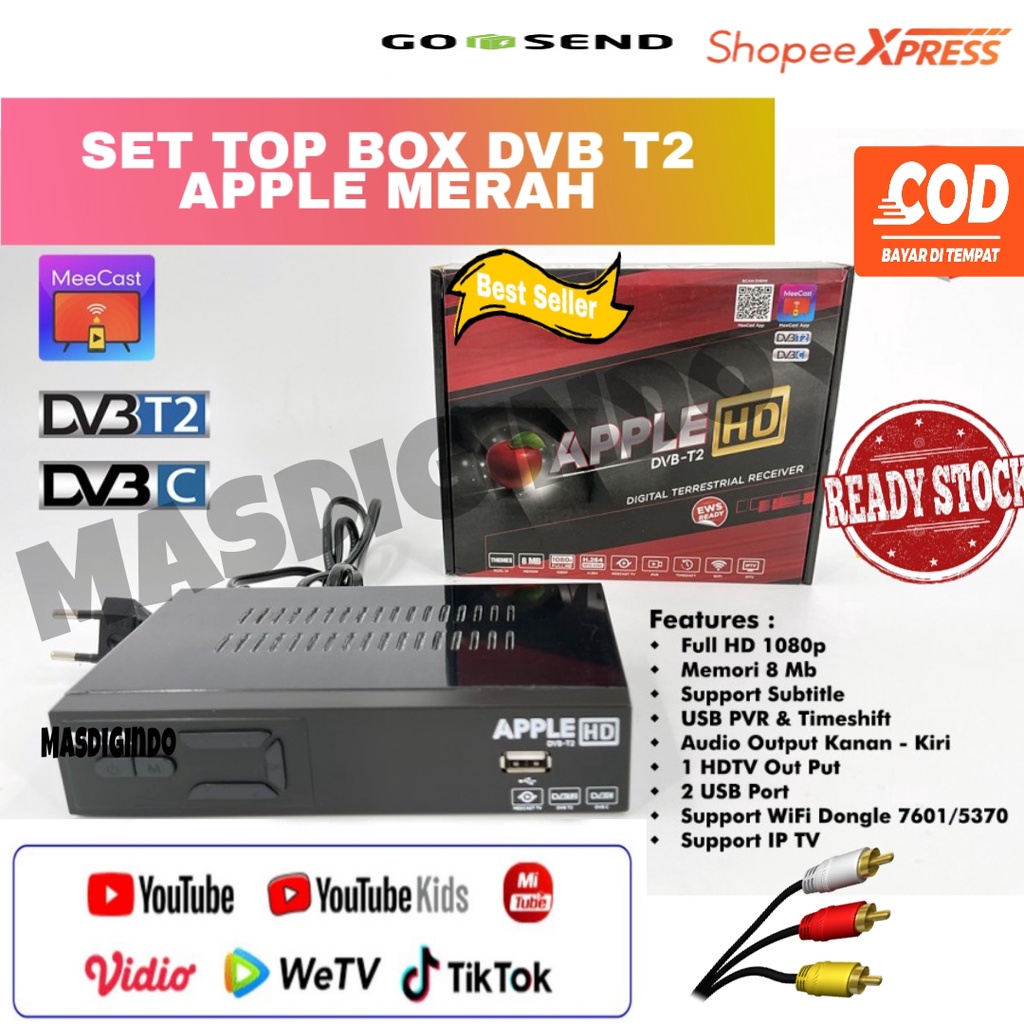 Jual Set Top Box Tv Digital STB Matrik DVB T2 APPLE MERAH HD Bisa
