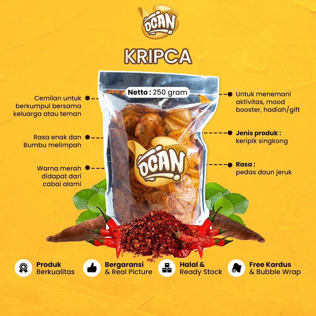 Jual Kripca Keripik Kripik Kaca Beling Pedas Daun Jeruk Isi 250 Gram