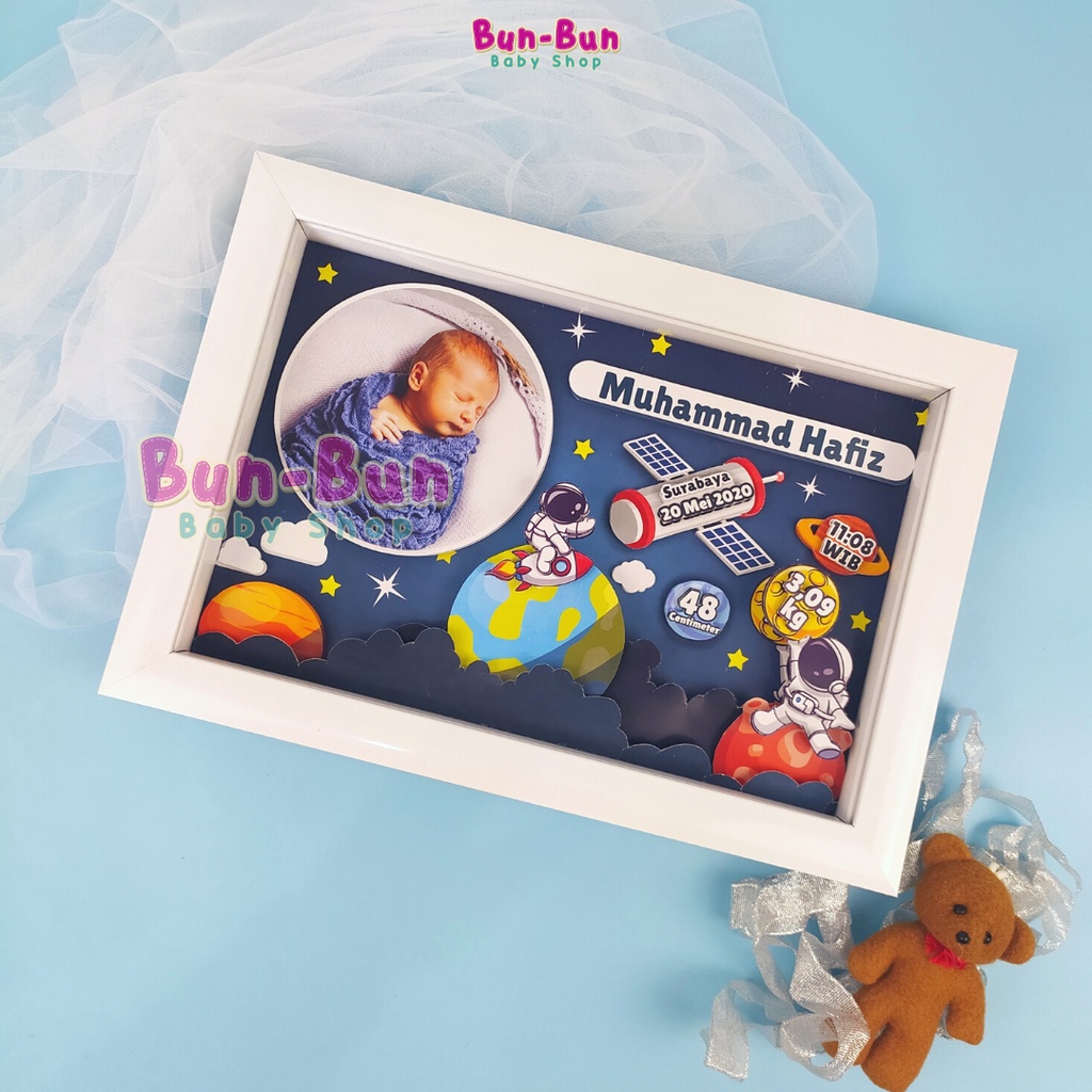 Jual Frame 3D Biodata Bayi Kado Lahiran Bingkai Foto Kelahiran Papan