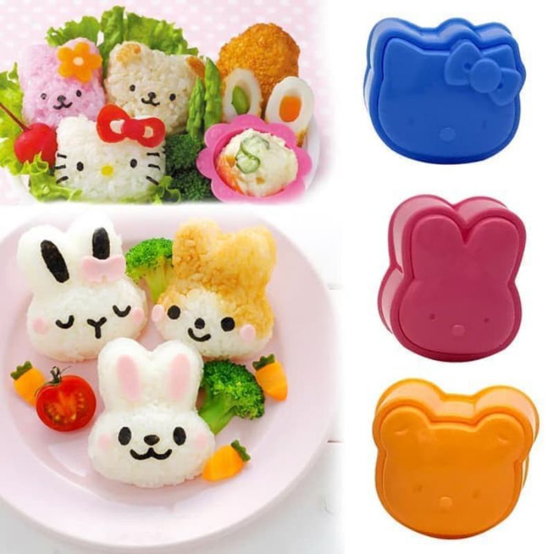 Jual Cetakan Roti Bento Nasi Lucu Praktis Karakter Hewan isi 3 pcs ...