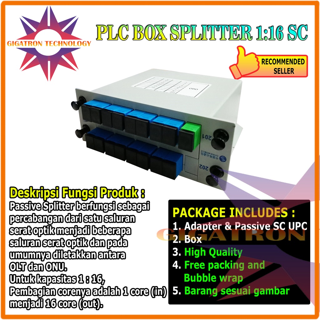 Jual Passive Splitter Box 1:16 SC UPC / Pasif Splitter PLC BOX FO 1 16 ...