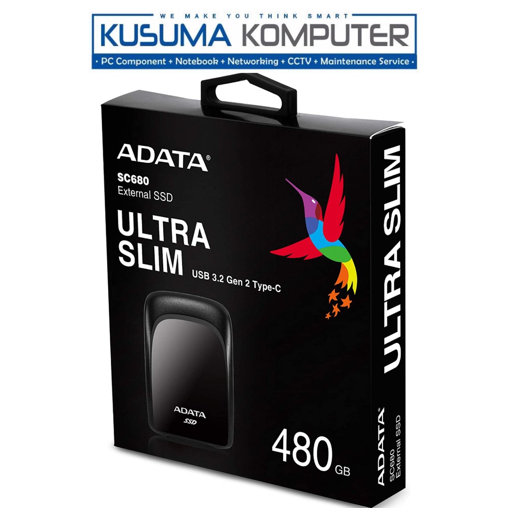 ADATA SC680 SSD Esterno 960GB USB 3.2 Type-C Nero - Portatile Ultra-Sottile E Veloce