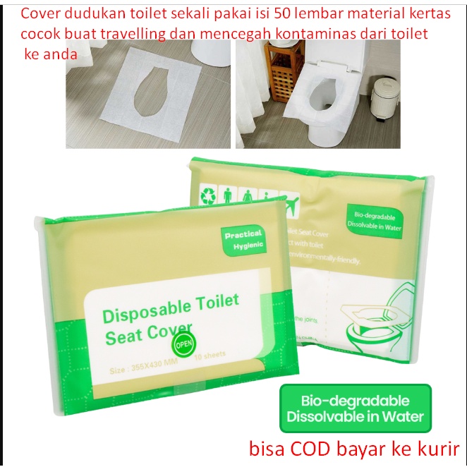 Jual Cover dudukan toilet sekali pakai isi 50 lembar material kertas cocok buat travelling dan