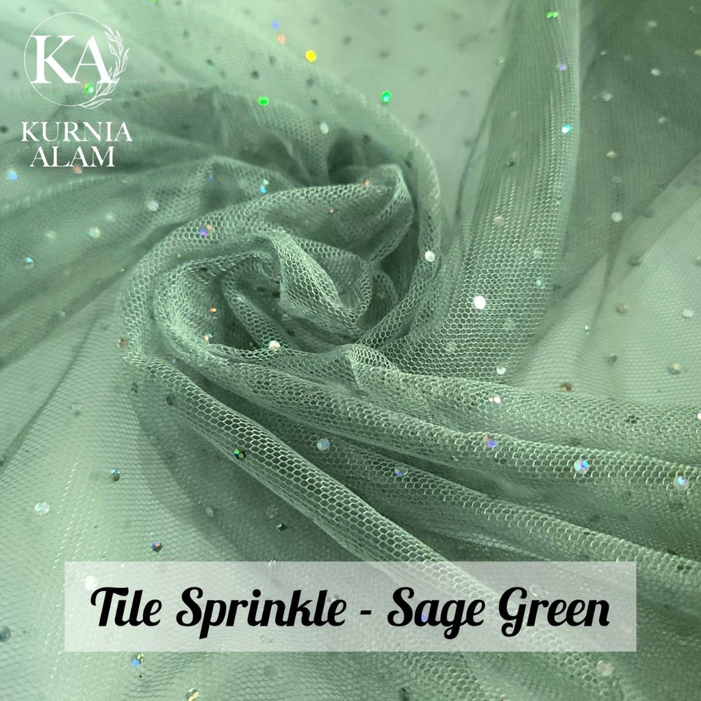 Jual Kain Tile Tulle Diamond Halus Tile Sprinkle Warna Sage Green Lebar ...