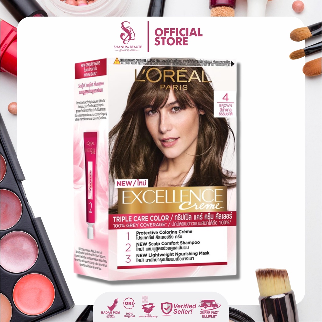 Jual L'Oreal Paris Excellence Creme Hair Color - 4 Brown | Shopee Indonesia