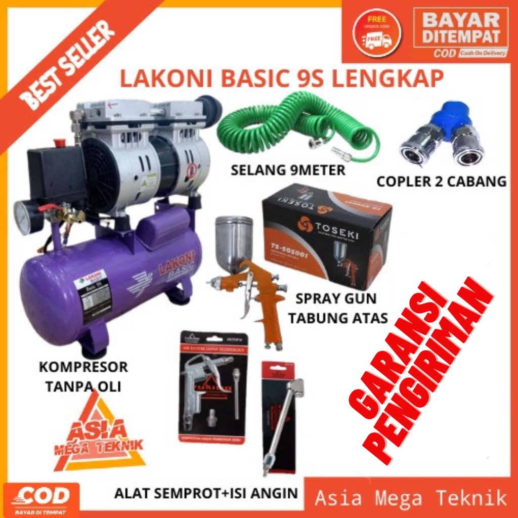 Jual PAKET 6 ITEM KOMPRESOR LAKONI IMOLA 75 Mesin Kompresor Pompa Angin ...