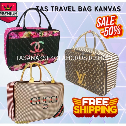 Jual TAS SELEMPANG GUCCI TRAVEL BAG MUDIK KANVAS BESAR JUMBO BAJU