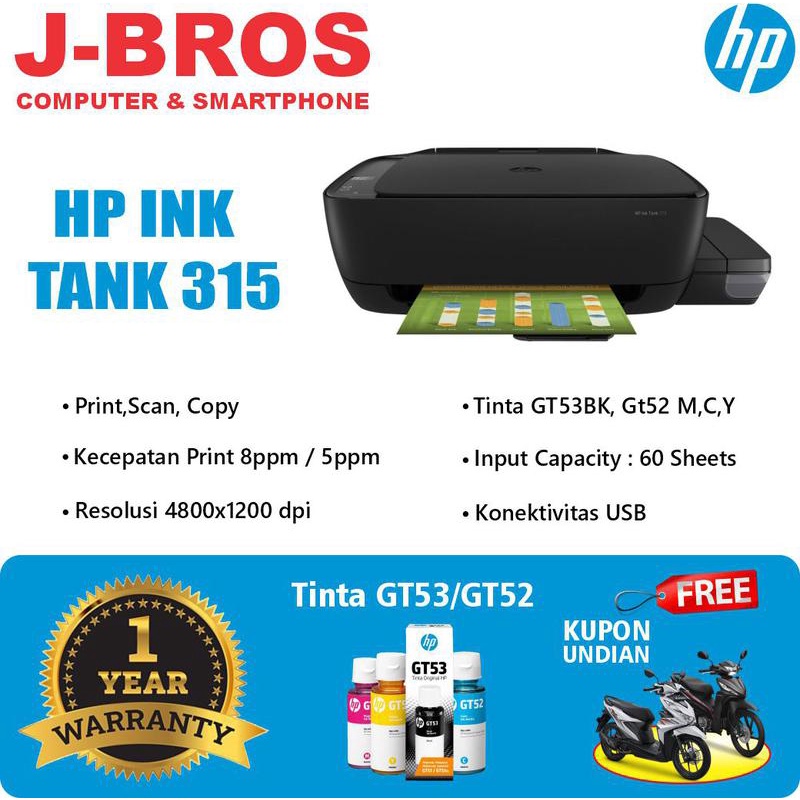 Jual PRINTER HP INK TANK 315 Shopee Indonesia