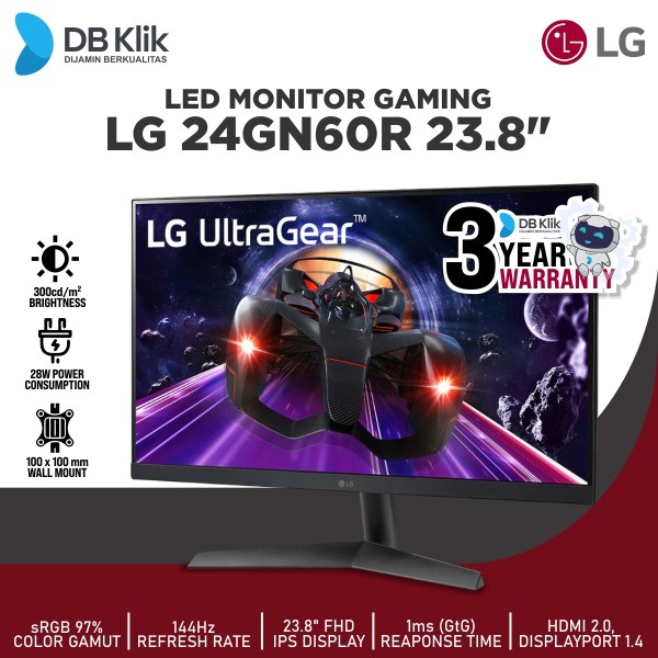 Monitor LED LG UltraGearTM GAMING 165 Hz, 27 pulgadas, 300 cd / m², 1920 x  1080 Pixeles, 1 ms, LED