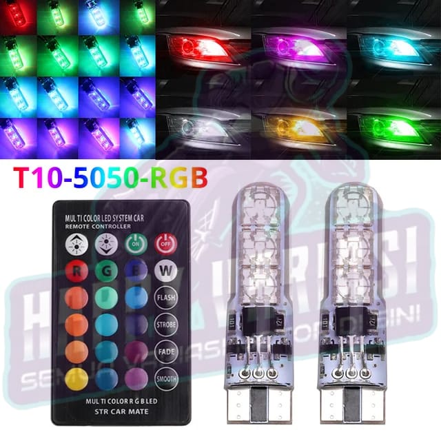 Jual LAMPU LED T1O LAMPU SEN JELLY REMOTE MOTOR MOBIL RGB 6 MATA 16 ...