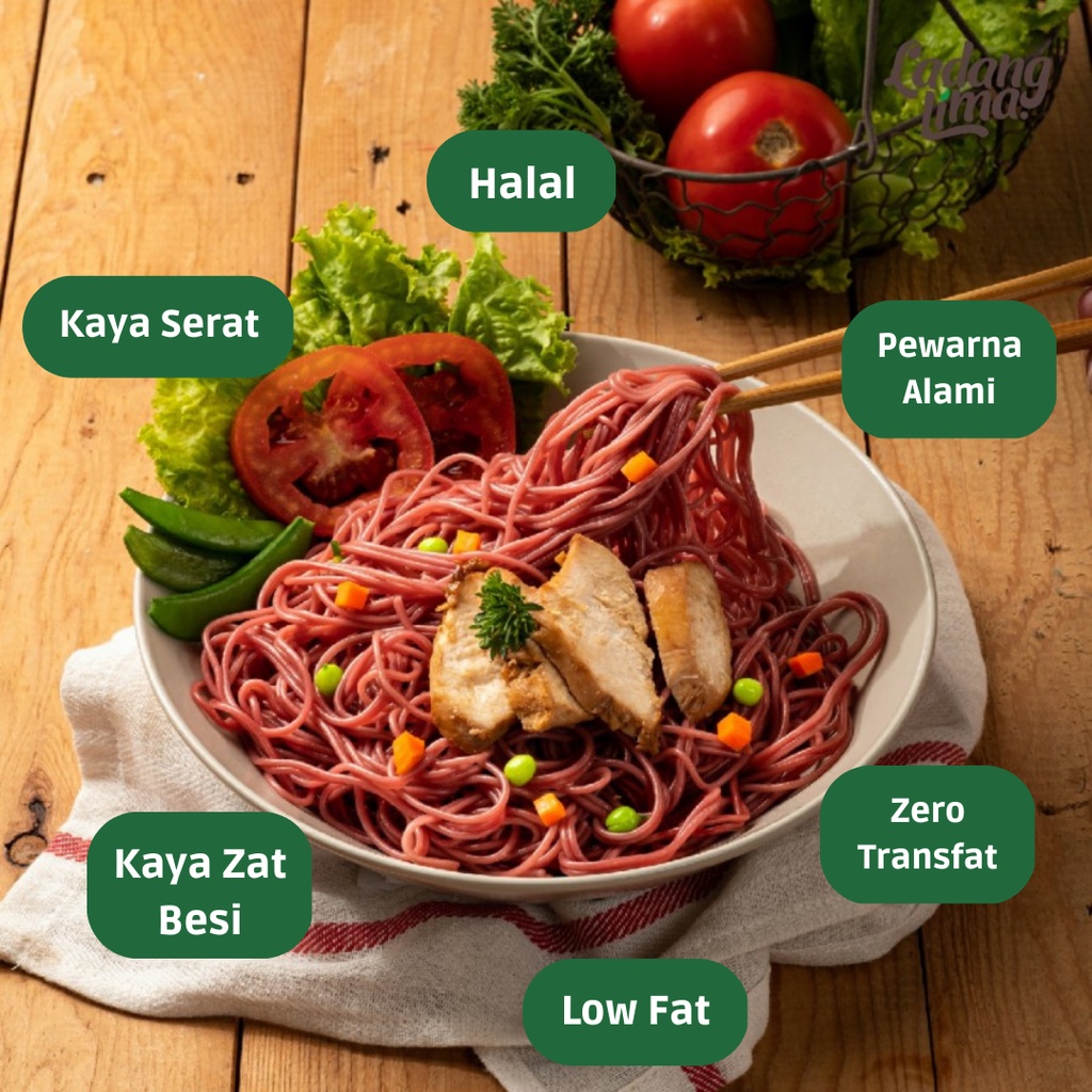 Jual Ladang Lima Mie Sehat Sayur Bit Gluten Free Veggie Noodle 76 gram ...