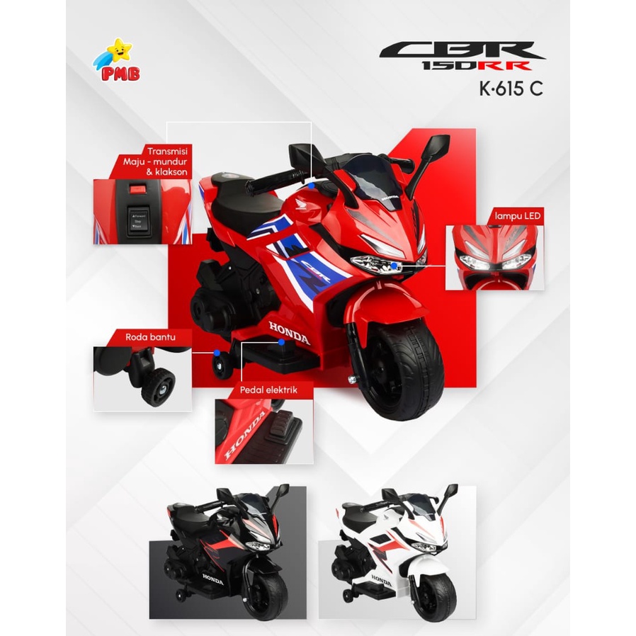 Jual MOTOR AKI ANAK PMBTOYS K615C LISENSI HONDA CBR 150RR MOTOR LISTRIK