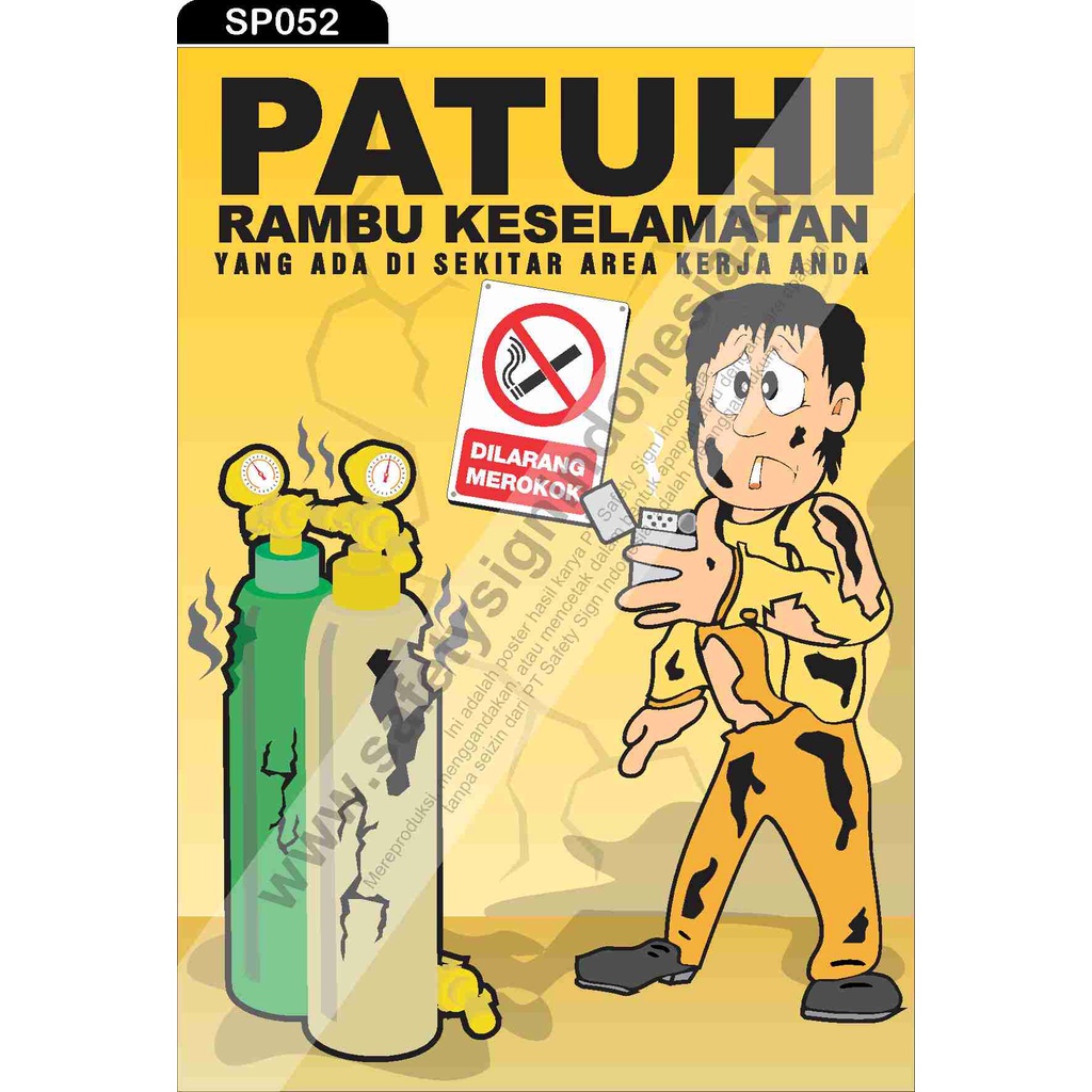 Jual SP052 Poster K3 Safety A2 Pigura - Patuhi Rambu Keselamatan yang ...
