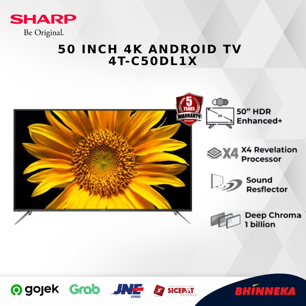 Jual SHARP 50 Inch 4K Android TV 4T-C50DL1X | Shopee Indonesia