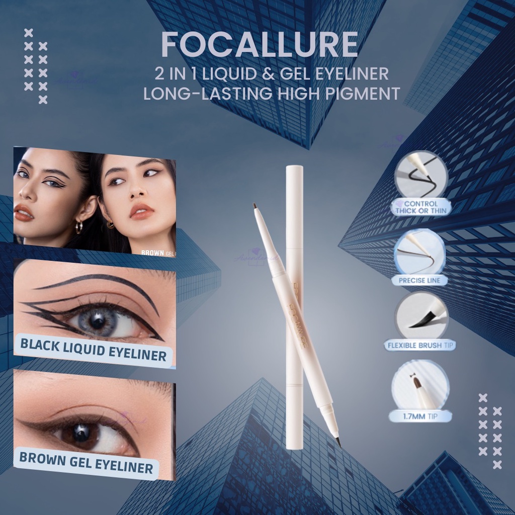 Jual (GET 1 GIFT) FOCALLURE 2 IN 1 LIQUID & GEL EYELINER LONG LASTING
