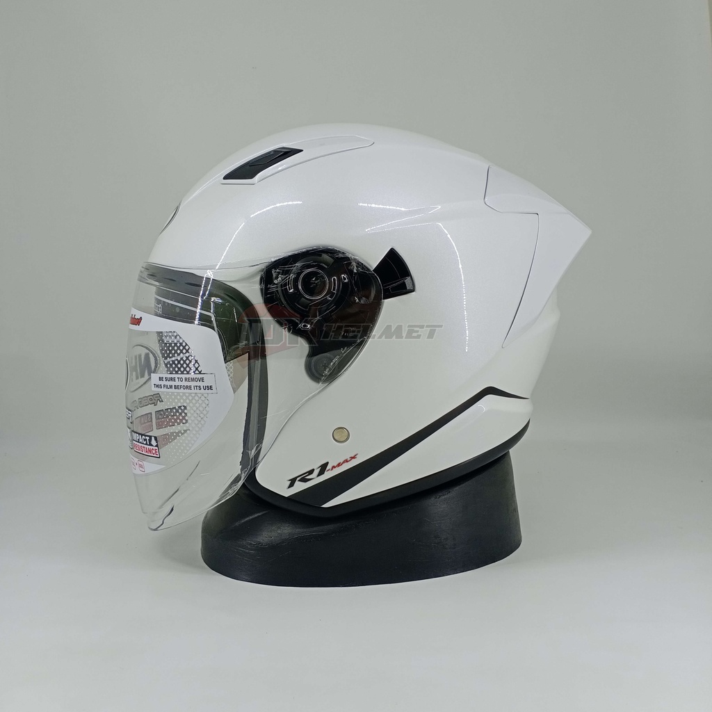 Jual Helm Half Face NHK R-1 R1 Max Solid Star White Gloss Bukan S1 GP ...