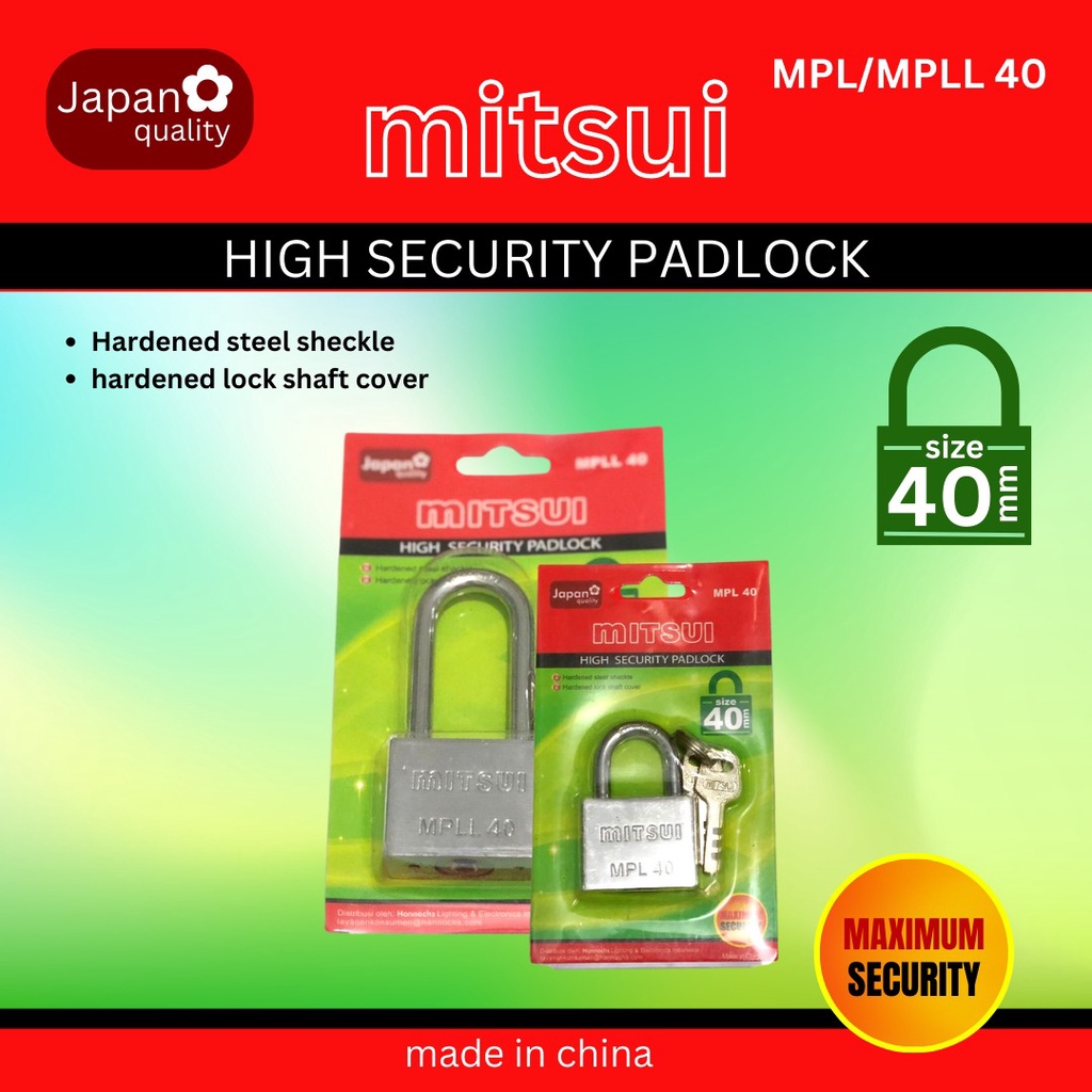 Jual Mitsui Gembok Baja MPLL/MPL 40mm Leher Panjang High Security ...