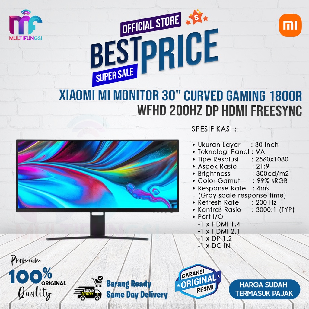 Jual Xiaomi Mi Monitor 30 Curved Gaming 1800r Wfhd 200hz Dp Hdmi