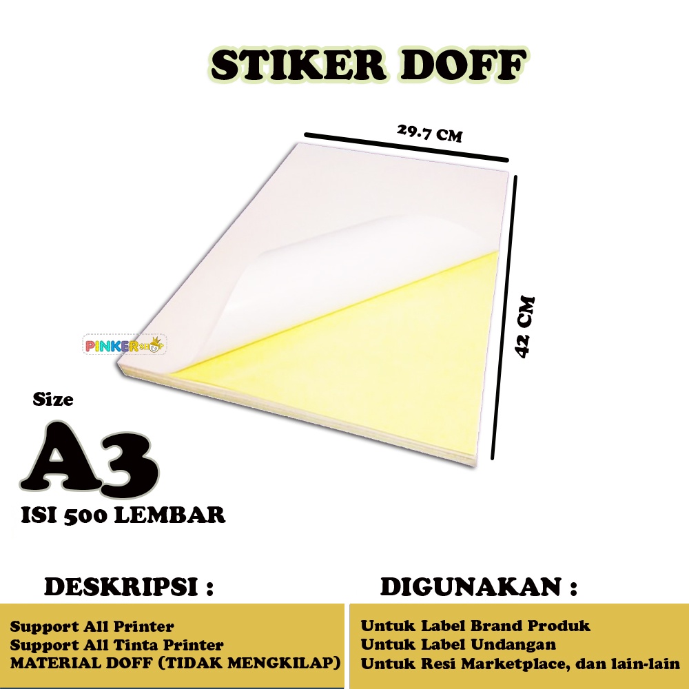 Jual Kertas Sticker Hvs A3 Isi 500 Lembar Kertas Stiker Hvs Doff A3