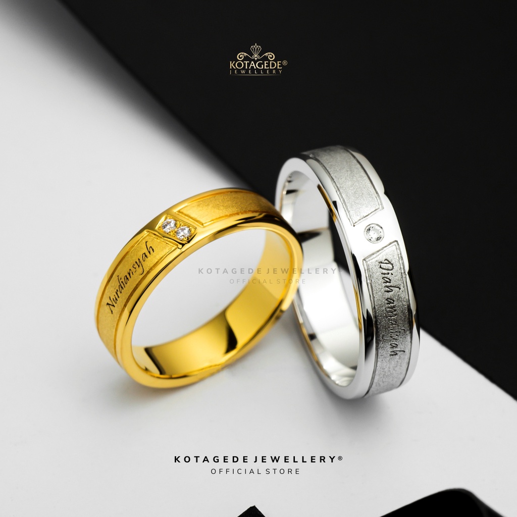 Jual Cincin Nikah Emas Kuning Kadar 9k Palladium Platidium Couple Ukir