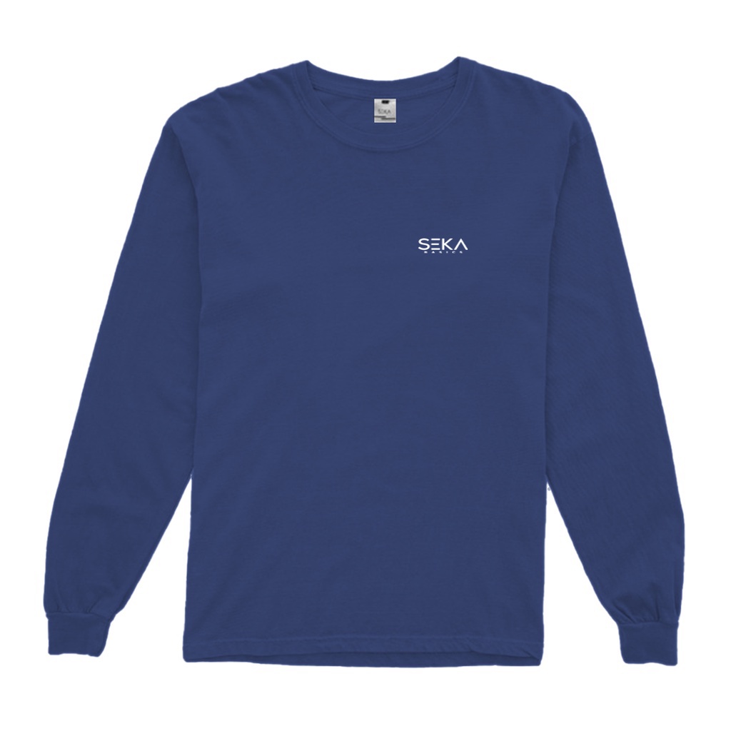 Jual Seka Basics Long Sleeve Steel Blue Logo 24s Shopee Indonesia