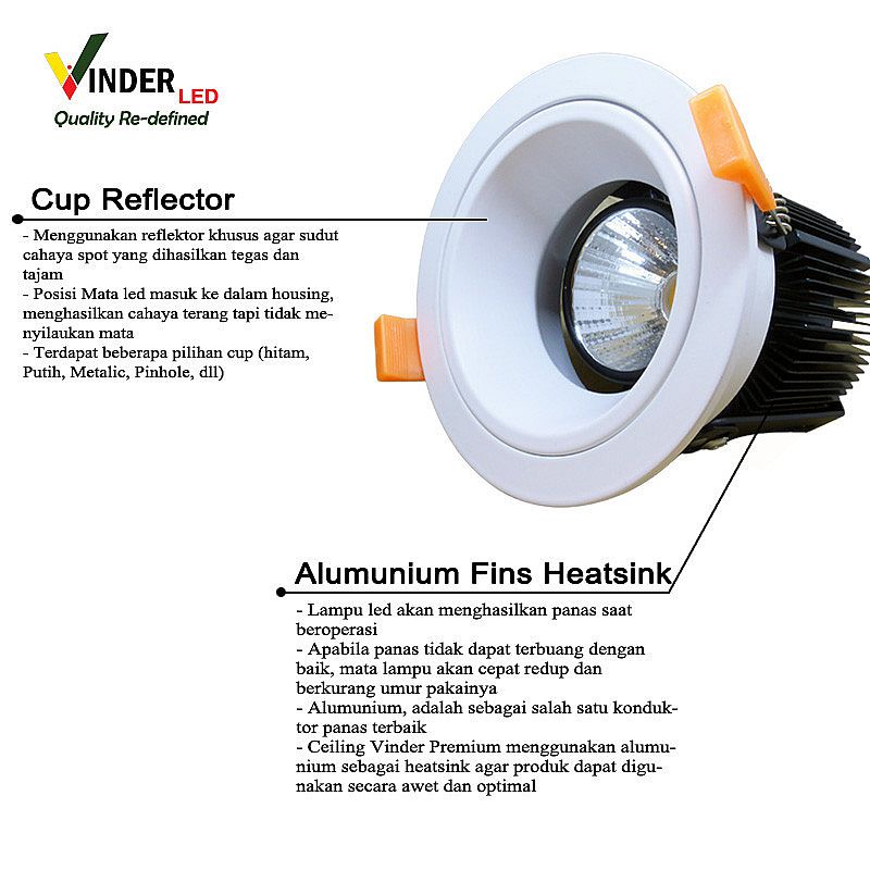Jual Vinder Ceiling Spot Spotlight Downlight 20 watt 20w Adjustable ...
