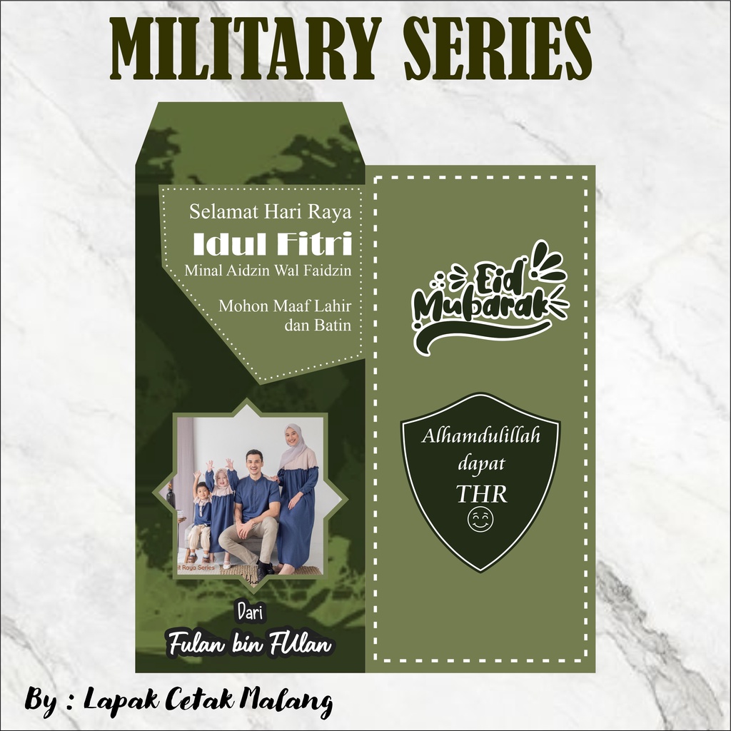 Jual Amplop lebaran, natal dan imlek besar custom foto tema TNI POLRI