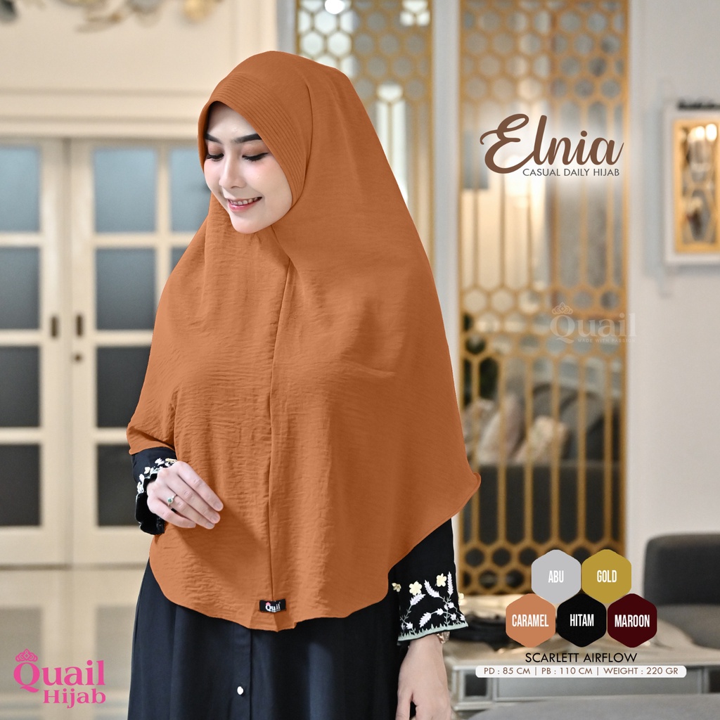 Jual Jilbab ELNIA Quail Hijab Original Big Instan Airflow Premium