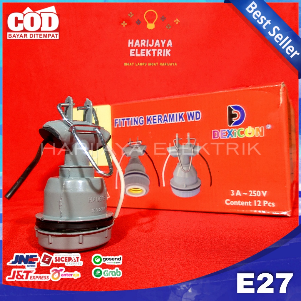 Jual DEXICON FITTING WD KERAMIK E27 FITING LAMPU GANTUNG JALAN KAP ...