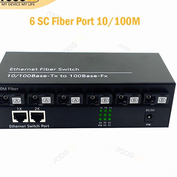 Jual ۞ Media Converter 6 Port Fo 2 Port Lan Fiber Switch Optic 6 Sc 2 Rj45 Dengan Eu Adapter ♣