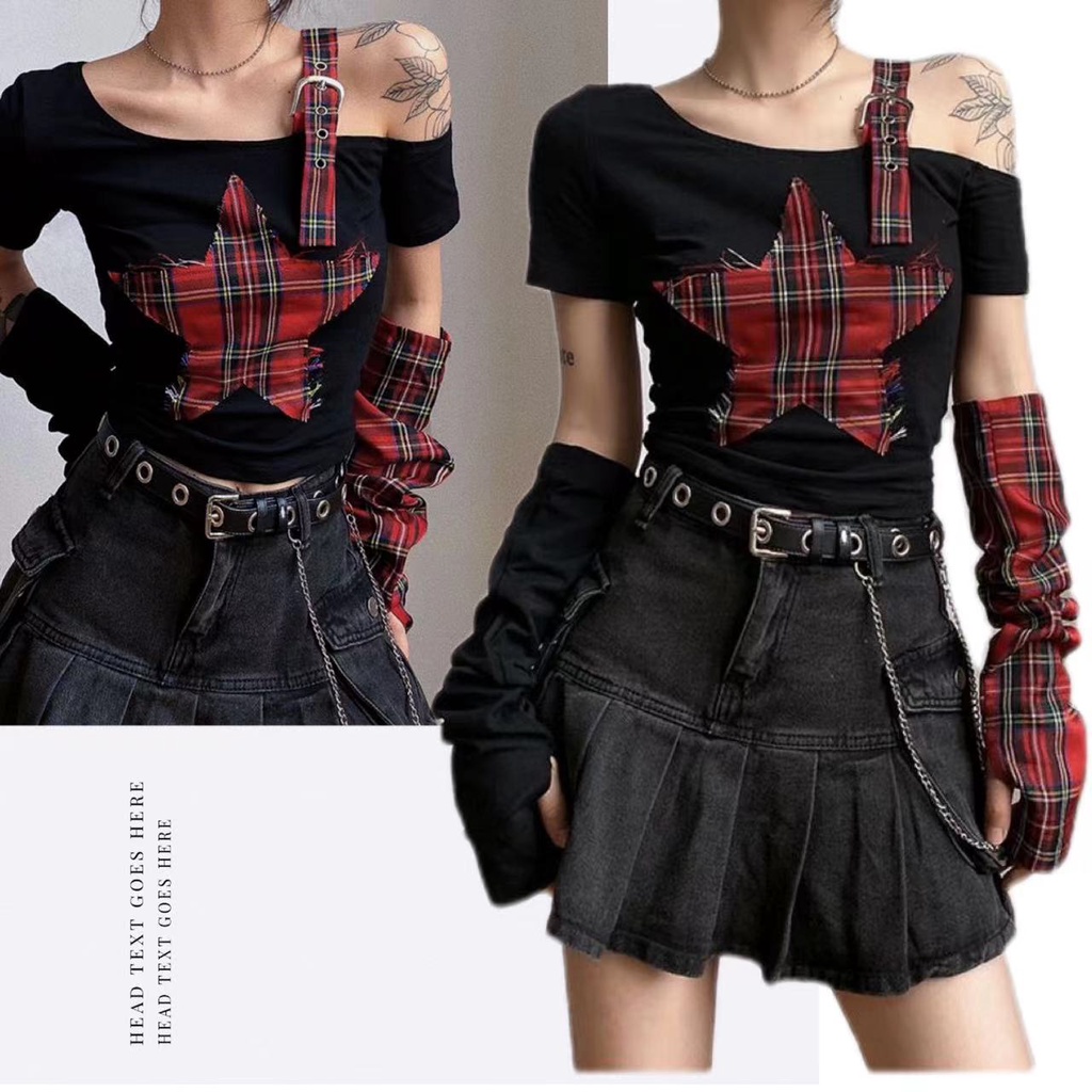 Jual Y2k Gothic Harajuku Skeleton Rib Punk Crop Top/Kaos Atasan Wanita ...