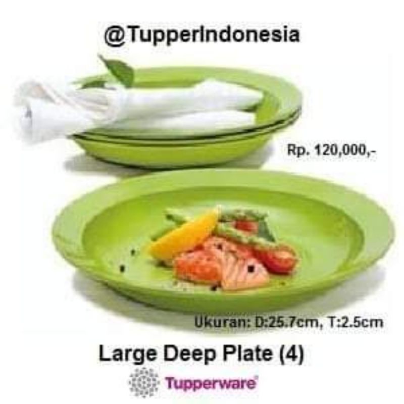 Jual Large Deep plate hijau Blossom collection piring Tupperware ...