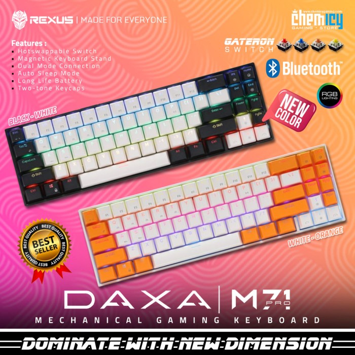 Jual Best Seller Rexus Daxa M71 Pro Rgb Mechanical Gaming Keyboard