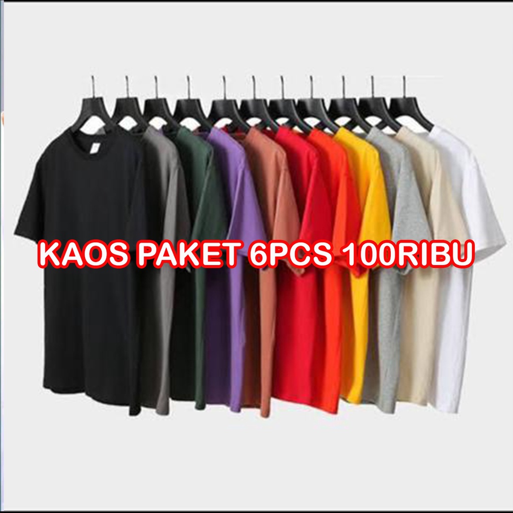 Jual Kaos Polos Paket 6pc Baju 100rb | Shopee Indonesia