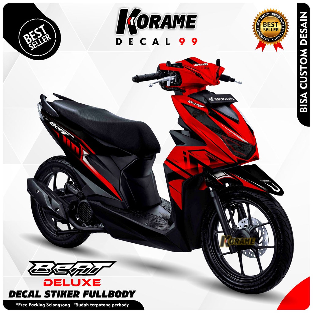 Jual Decal Stiker Beat Deluxe - Motif New Racing Line Merah Full Body ...