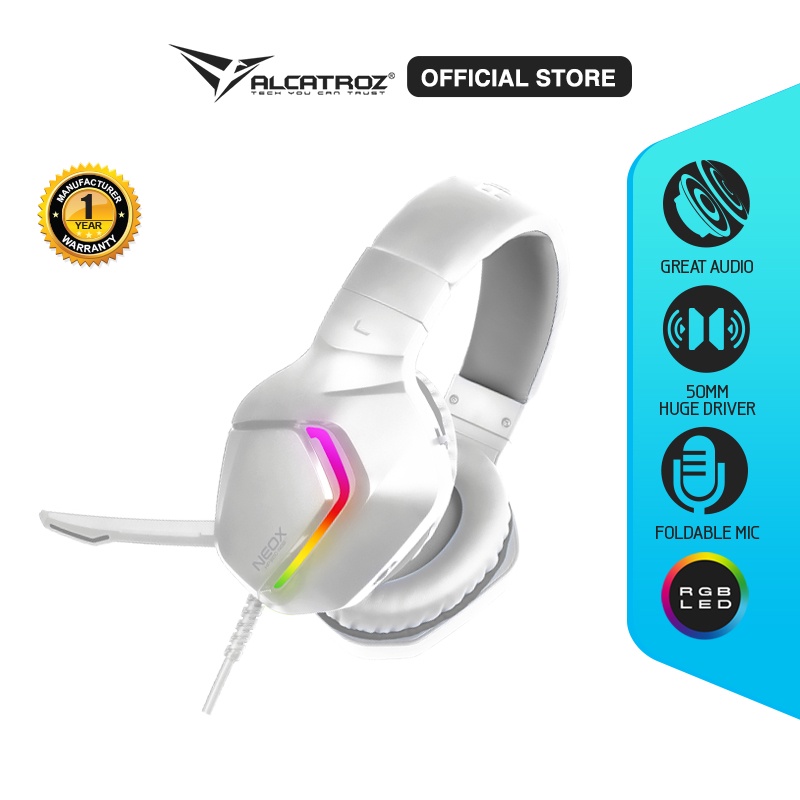 ALCATROZ NEOX HP500 RGB GAMING HEADPHONE [WHITE GREY] - Gadgets & IT