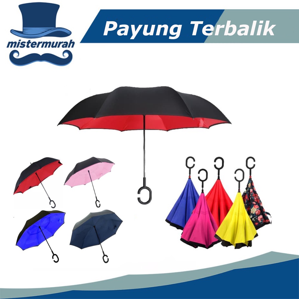 Jual PAYUNG TERBALIK GEN 2 BESAR PAYUNG KAZBRELLA MOBIL HUJAN REVERSE UMBRELLA GAGANG C VERSI