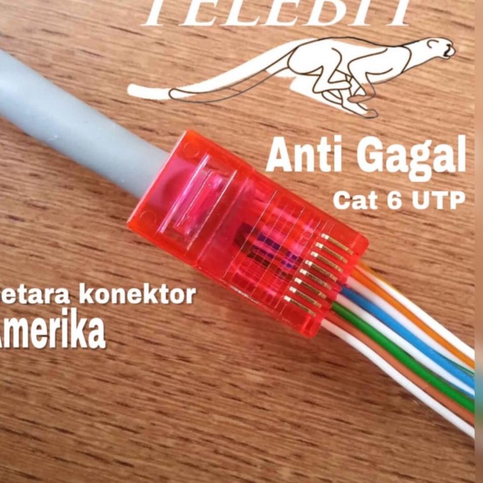 Jual Konektor RJ 45 CAT 6 Kecepatan 1 Gbps Telebit Connector RJ45 EASY ...
